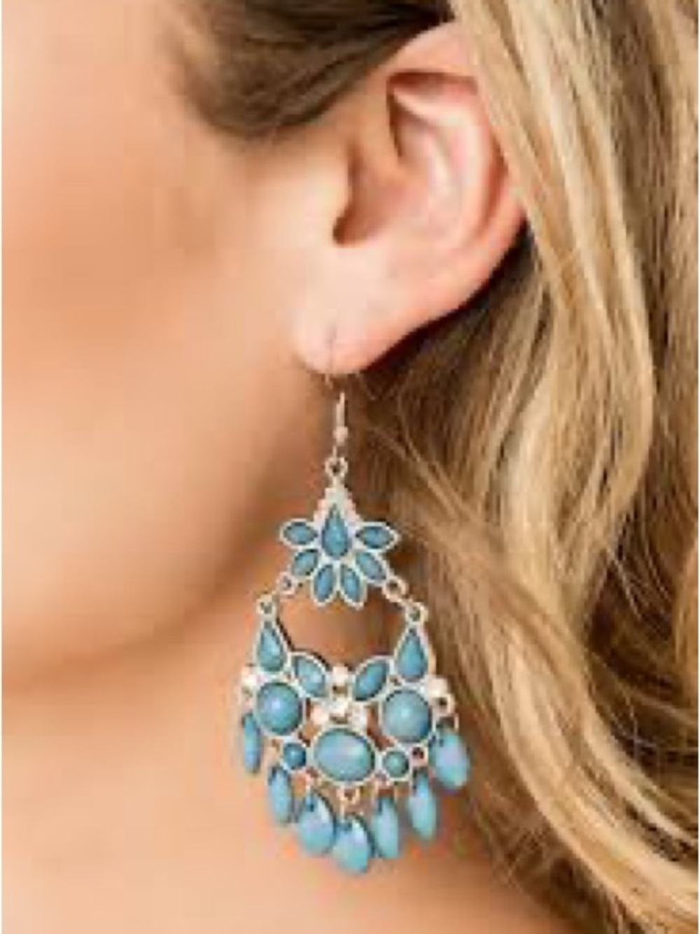 paparazzi Garden Dream Blue Teardrop Chandelier Earrings